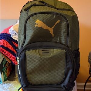 Puma Olive and Black Backpack for Men